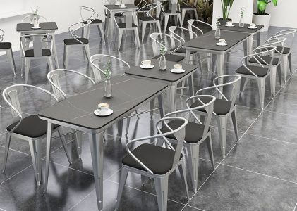 Industrial style slate table and chair combination