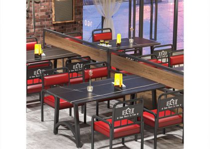 Industrial style slate dining table and chair combination