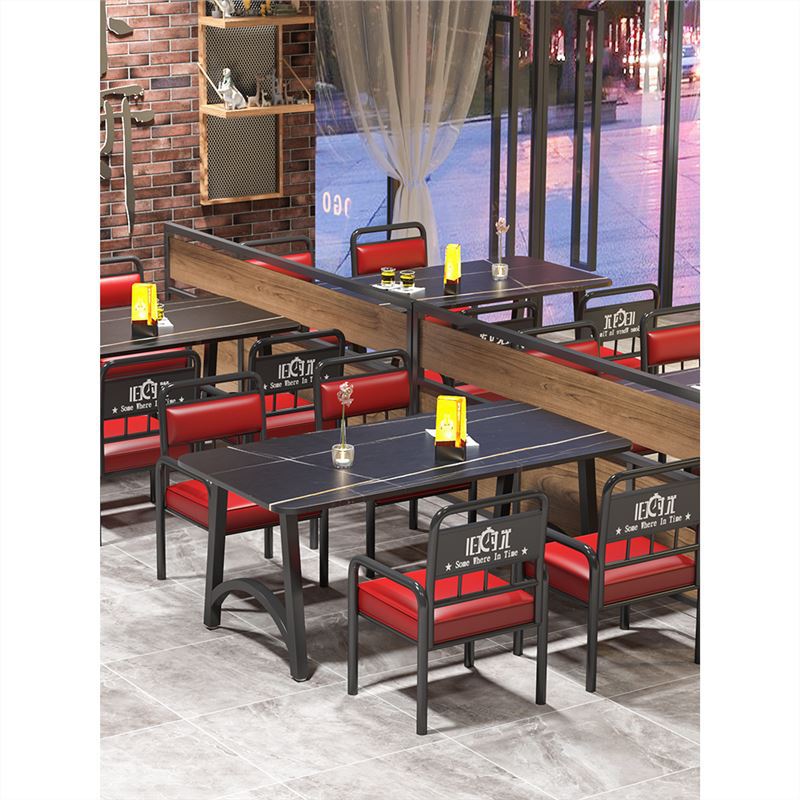 Industrial style slate dining table and chair combination