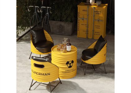 Creative oil drum dining table and chair combination