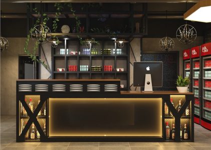 Retro industrial style cashier desk