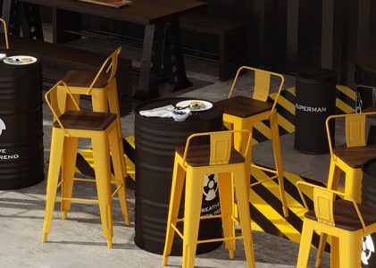 American industrial oil drum creative dining table and chair combination