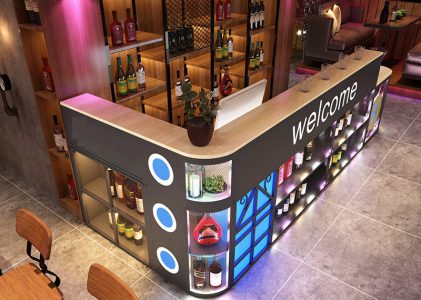 Retro industrial style cashier desk